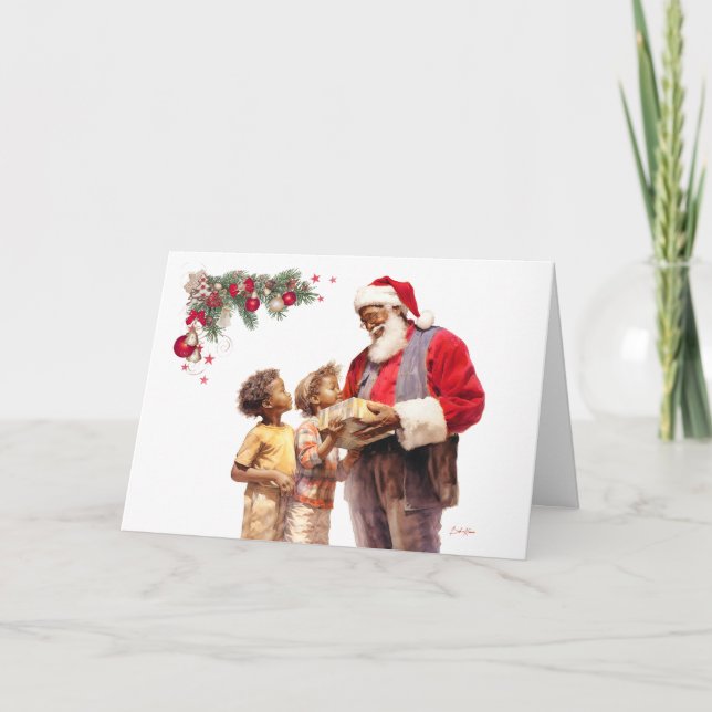 Carte Un enfant afro-américain sourit à Noël (Devant)