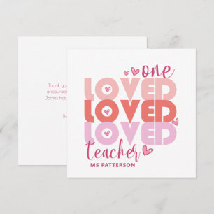 Carte Un enseignant d'amour rose moderne Nom personnalis