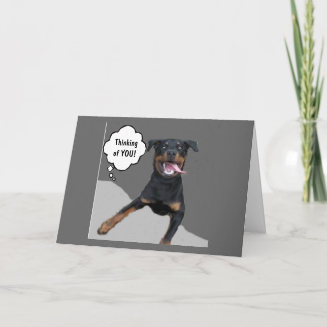 CARTE UN GRAND CHIEN NOIR AVEC UNE GRANDE LANGUE PENSE À (Devant)
