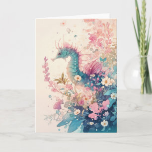 Carte Un hippocampe gracieux dans une mer de couleurs