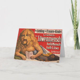 Carte Un Homme Avec Tête Lion Lecture Shakespeare, 1913.