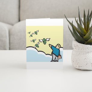 Carte Un Homme Pointeur À L'Argent Avec Des Ailes