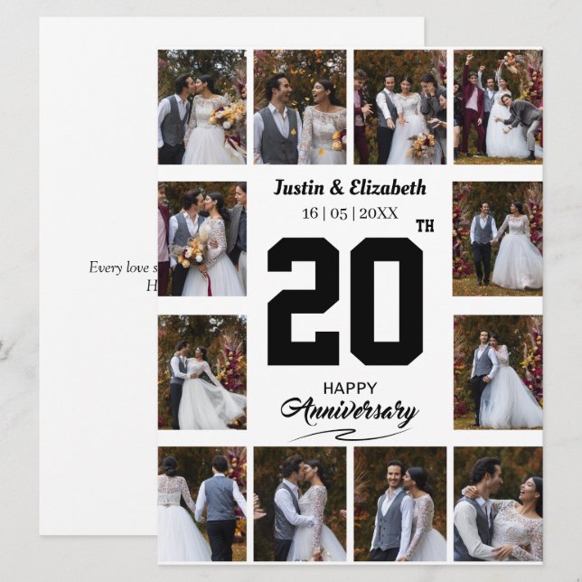 Carte Un joyeux anniversaire 12 Photo Collage (Devant / Derrière)