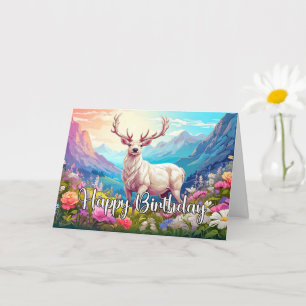 Carte Un joyeux anniversaire au design de cerfs sauvages