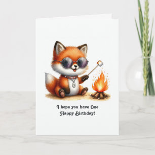 Carte "Un joyeux anniversaire" Bois Camping 1er annivers