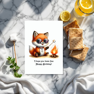 Carte "Un joyeux anniversaire" Bois Camping 1er annivers