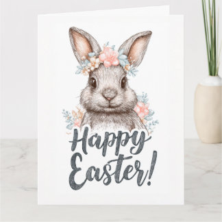 Carte Un lapin de Pâques charmant et peint