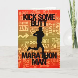 Carte Un Marathon De Bonne Chance Un Homme Tire Un Bout