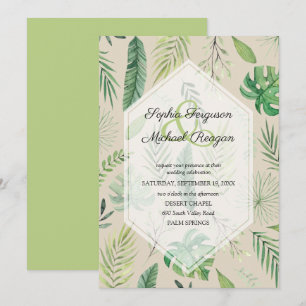 Carte Un mariage botanique tropical vert invite au maria