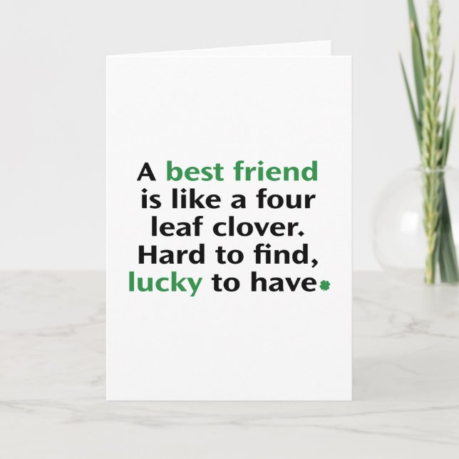Carte Un Meilleur Ami Est Comme Un Clover À Quatre Feuil (Devant)