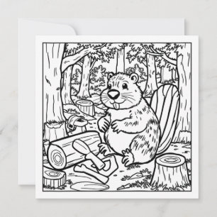 Carte Un mignon castor dans les bois