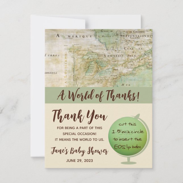 Carte Un monde de Merci Baby shower EOS Lip Balm Favoris (Devant)