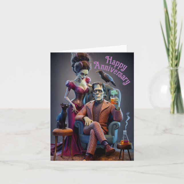 Carte Un monstre et sa mariée, portrait de mariage (Devant)