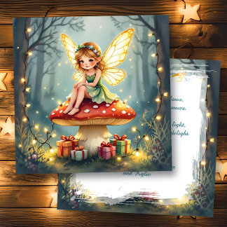 Carte Un Noël de conte de fées personnalisé Cottage Core