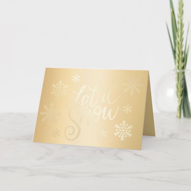 Carte Un Noël d'Or Élégant laisse tomber les flocons de  (Devant)