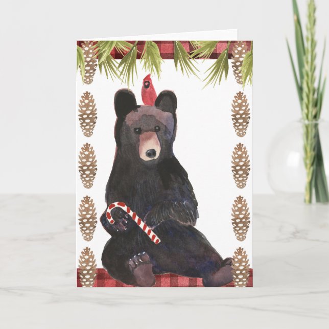 Carte Un Noël très ours avec les pommes de pin (Devant)