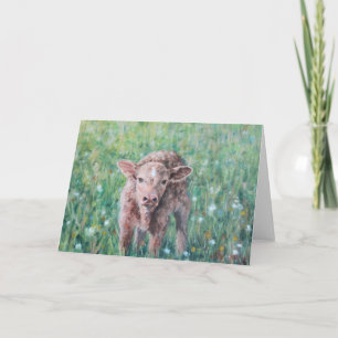 Carte Un Nouvel Enfant Veau De Printemps Art Original To