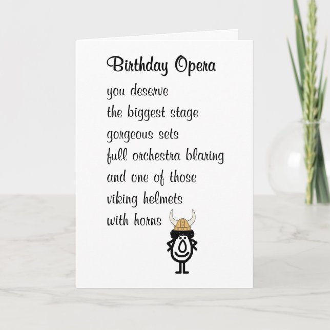 Carte Un Opéra D'Anniversaire Un Poème D'Anniversaire Po (Devant)