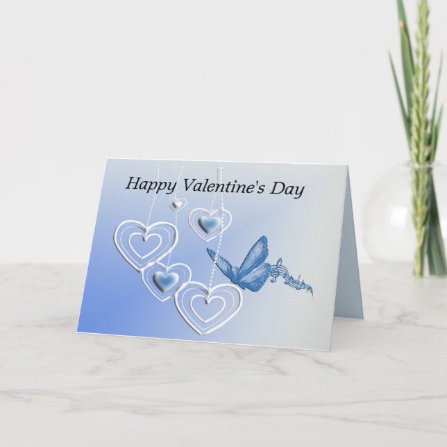 Carte Un papillon et coeurs (Devant)