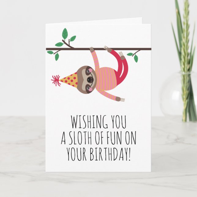 Carte Un parfum amusant rose Sloth Anniversaire (Devant)