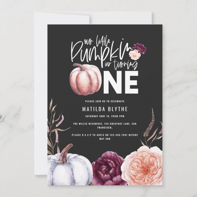 Carte Un petit automne citrouille 1er anniversaire (Devant)