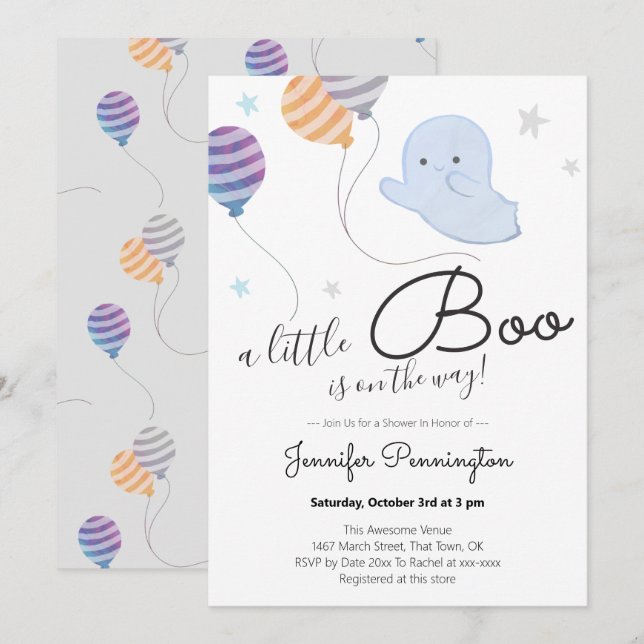 Carte Un Petit Baby shower Boo (Devant / Derrière)