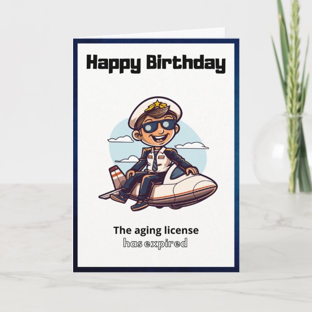 Carte Un pilote amusant et heureux voeux d'anniversaire (Devant)