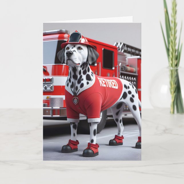 Carte Un pompier Dalmation portant une chemise à la retr (Devant)
