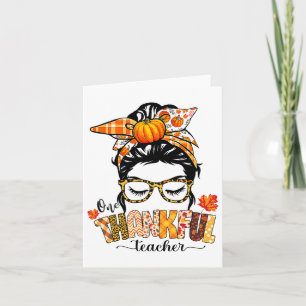 Carte Un professeur de remerciement drôle Messy Bun Fall