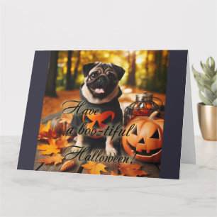 Carte Un pug chien halloween