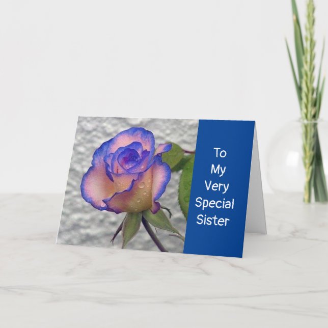 CARTE **UN ROSE SPÉCIAL** JUSTE POUR MA **SOEUR** (Devant)