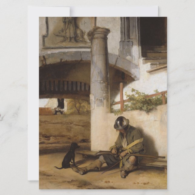Carte Un soldat garde une porte avec son chien d'animal  (Devant)