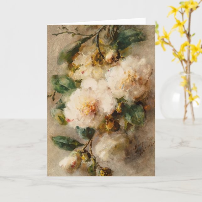 Carte Un spray de camellias par M. Roosenboom (Fleur jaune)