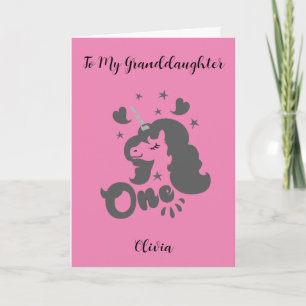 Carte Un Unicorne 1er anniversaire à ma petite-fille
