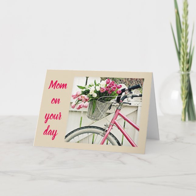 CARTE UN VÉLO-FLEURS-ET L'AMOUR À LA JOURNÉE DE LA MÈRE* (Devant)