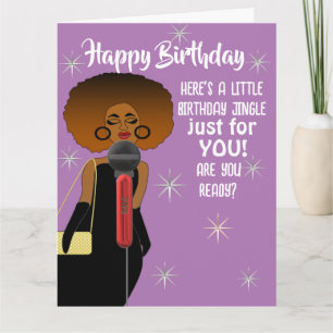Carte Une Africaine Américaine Chantant Le Microphone