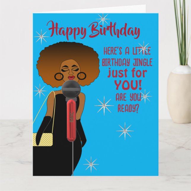 Carte Une Africaine Américaine Chante Guitare Anniversai (Devant)