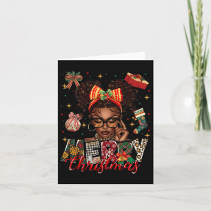 Carte Une Africaine Américaine Noire Joyeuse Pajam Noël