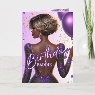 Carte Une Africaine Américaine Radieuse Violette Anniver