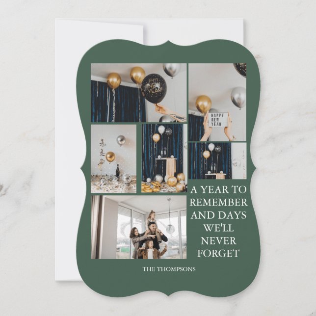 Carte Une année pour se souvenir 6 photo collage vert (Devant)
