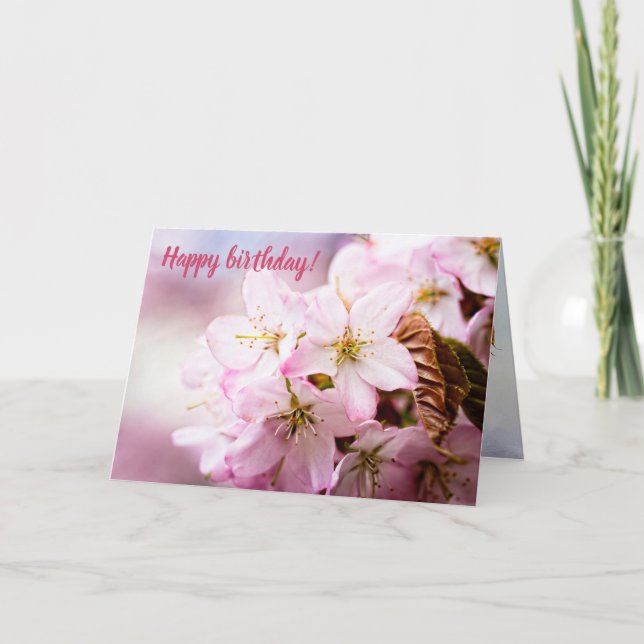 Carte Une Bouche De Sakura Rose Contre L'Arrière - plan  (Devant)