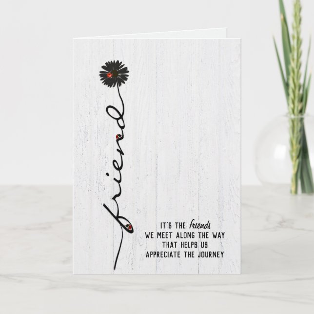Carte une dame d'amitié bugs sur la marguerite noire (Devant)