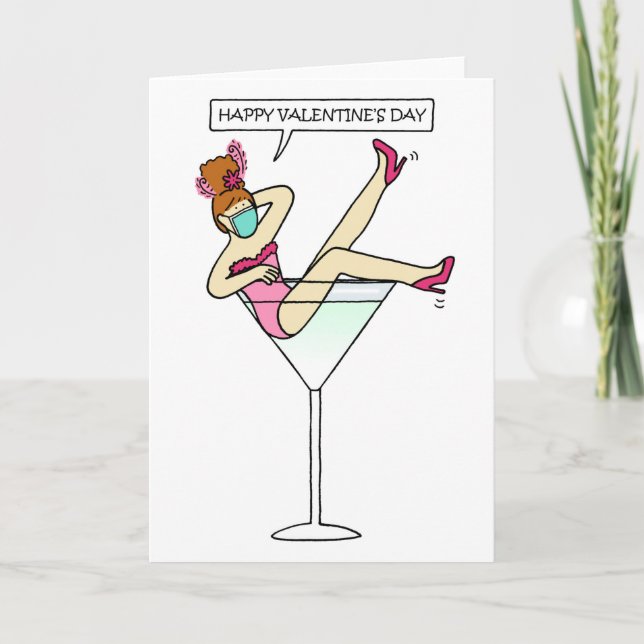 Carte Une dame Heureuse Sainte-Valentin dans un masque f (Devant)