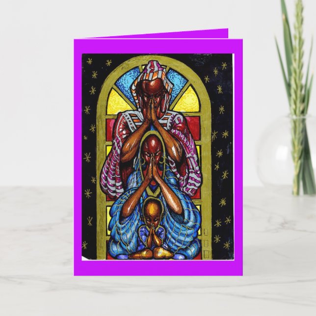 CARTE UNE FAMILLE QUI PRIE ENSEMBLE RESTENT ENSEMBLE (Devant)