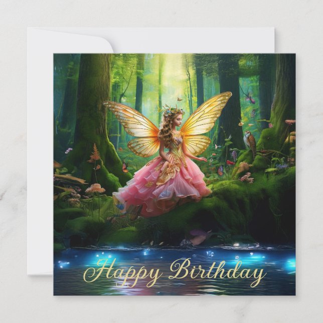 Carte Une féerie magique forêt boisée Joyeux anniversair (Devant)