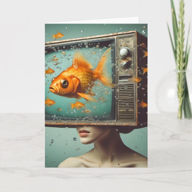 Carte Une femelle poisson rouge TV Head Retro Toute l'oc (Devant)