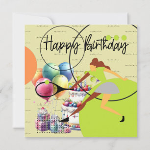 Carte Une femme de tennis joue à Happy Birthday sur jaun
