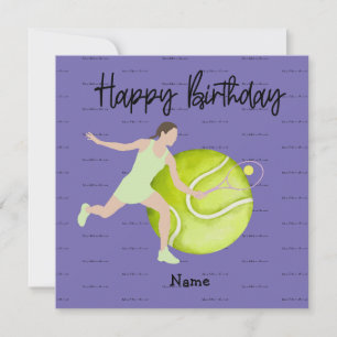 Carte Une femme de tennis joue Joyeux Anniversaire pour 