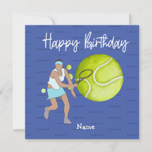 Carte Une femme de tennis joue Joyeux Anniversaire pour 