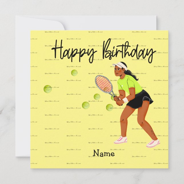 Carte Une femme de tennis joue Joyeux Anniversaire pour  (Devant)